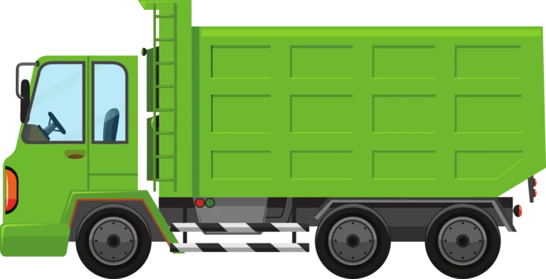 An illustration of a dumpster delivery truck.